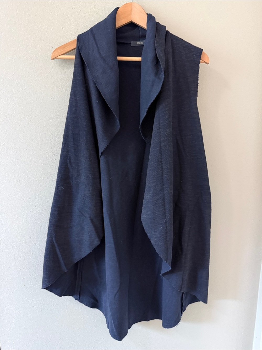 THML Navy Draped Open-Front Vest